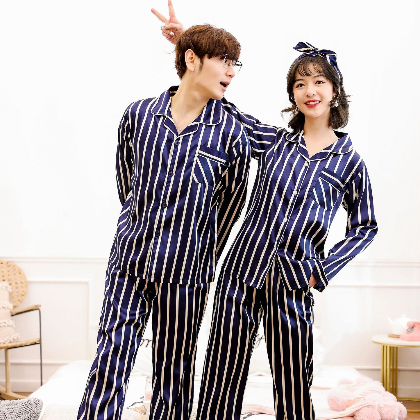 Couple striped pajamas - ladieskits - 0