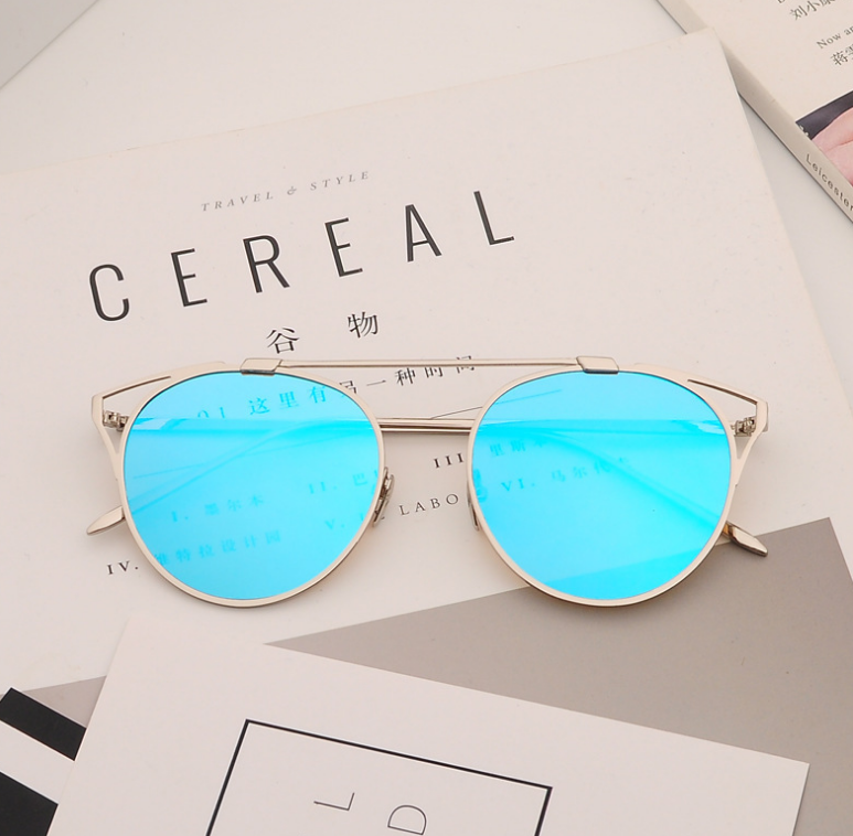 High-end colorful reflective women's sunglasses Personality trend Korean sunglasses Stars with glasses - ladieskits