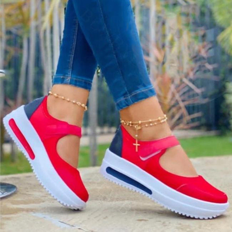 Women Fashion Vulcanized Sneakers Platform Solid Color Flats Ladies Shoes Casual Breathable Wedges Ladies Walking Sneakers - ladieskits - 4
