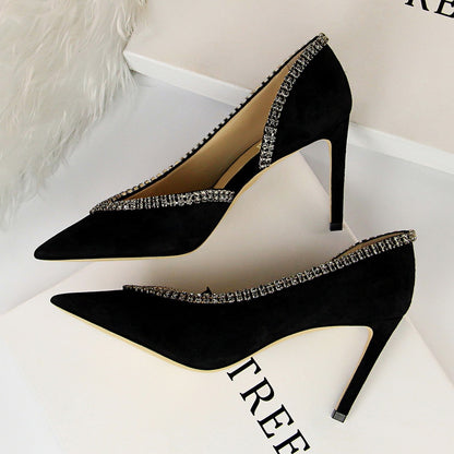 Suede hollow high heels - ladieskits - 0