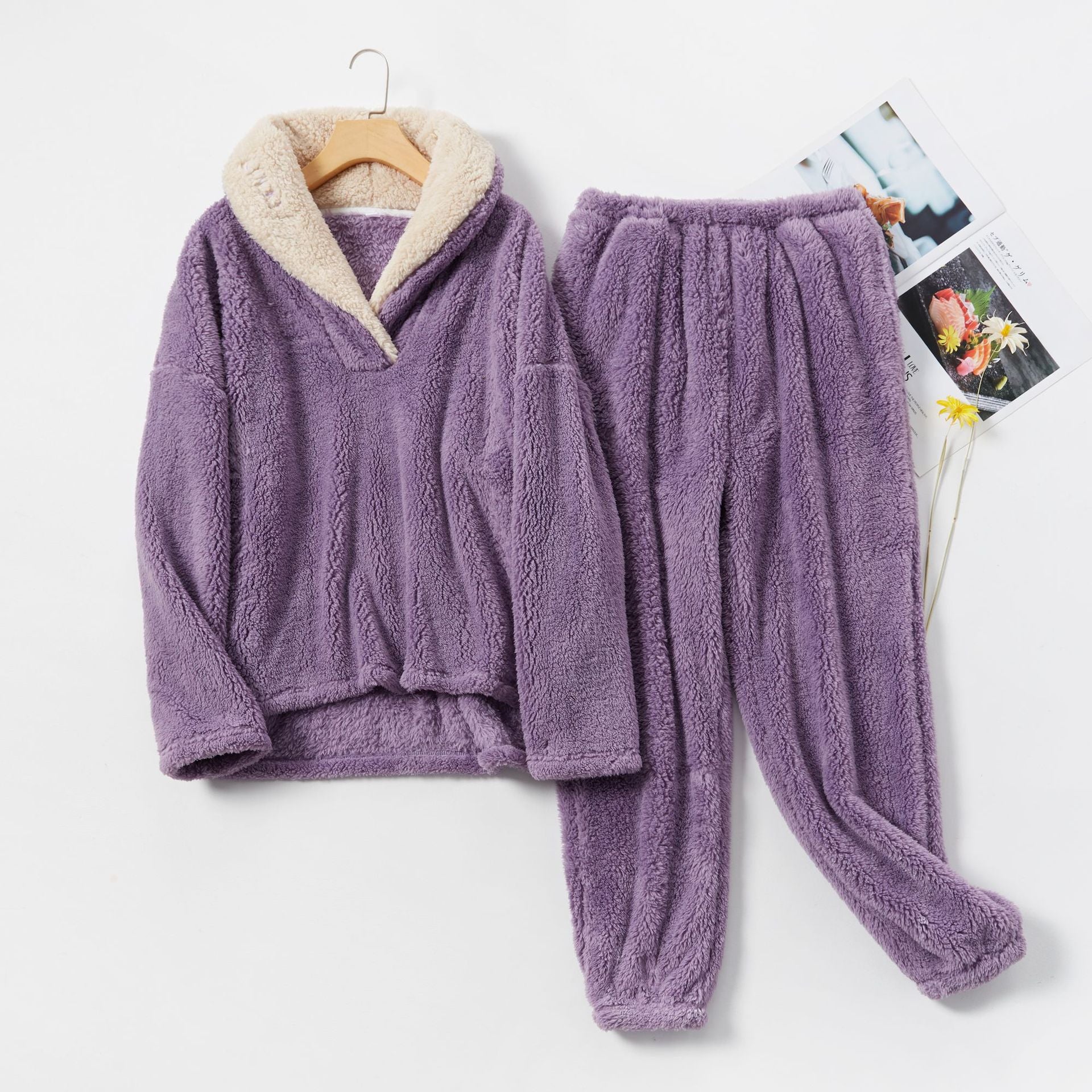 Coral Fleece Pajamas Women Autumn And Winter Pajamas Set Thickened Home Service - ladieskits - women pajamas