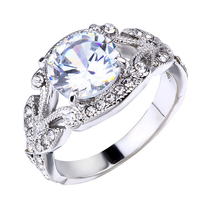 European and American Princess Rings Diamond Rings Tree Leaf Engagement Rings - ladieskits - 0