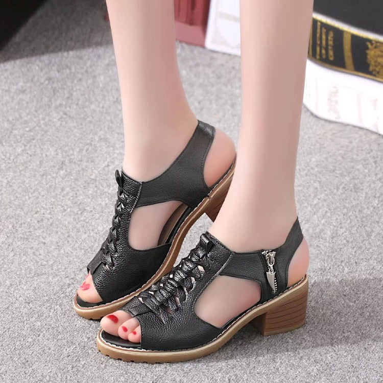 A new type of summer new pure color female sandals side zipper vogue female sandals shoes wholesale women shoes - ladieskits - 0