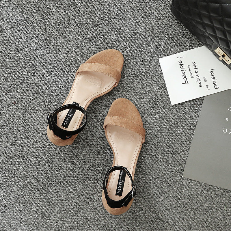 Summer New Korean Version Of Rough Heel Hollowed Out Women's High Heel Shoes, Sandals, Guangzhou Women Shoes 50240 - ladieskits - 0