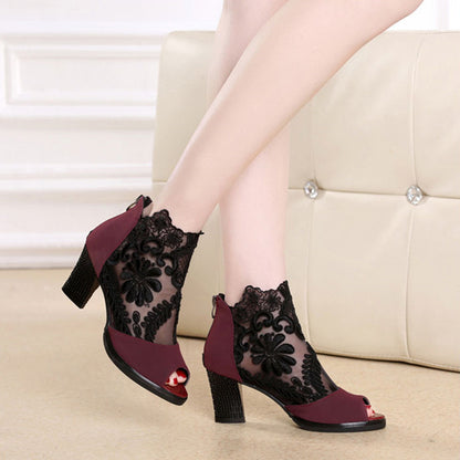 Thick and breathable lace high heels - ladieskits - 0