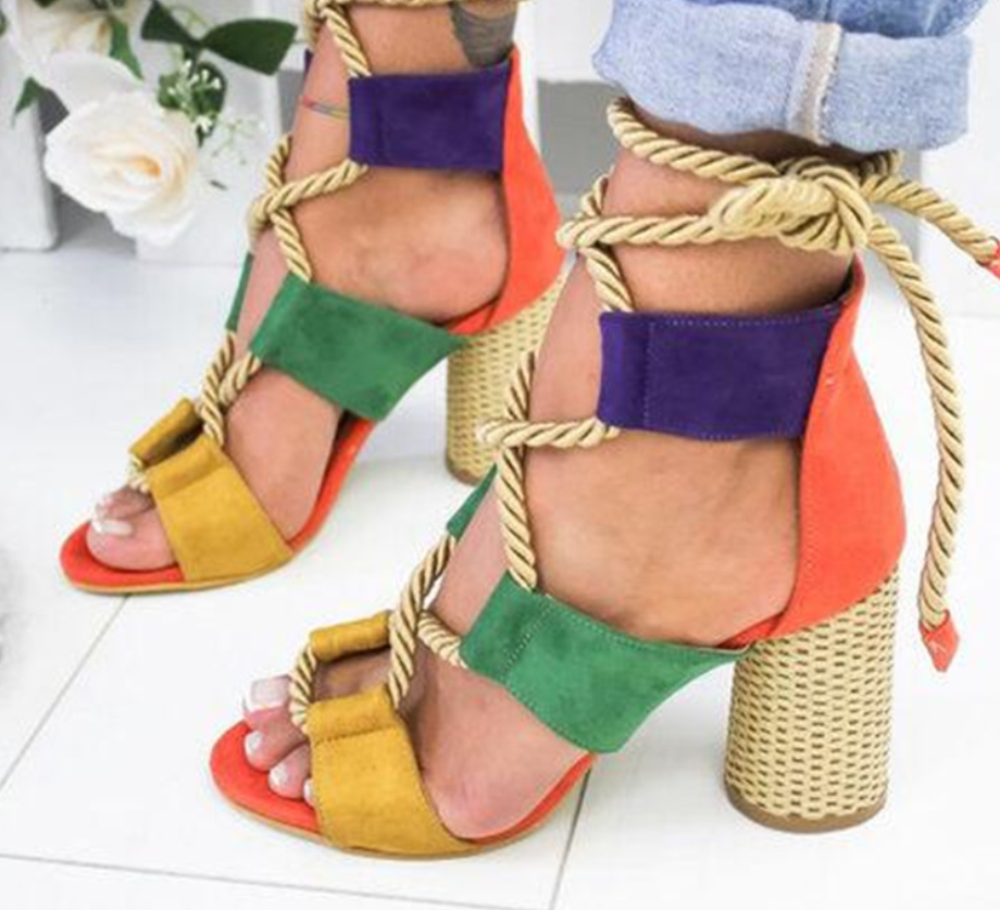 Thick and color matching sandals - ladieskits - 0