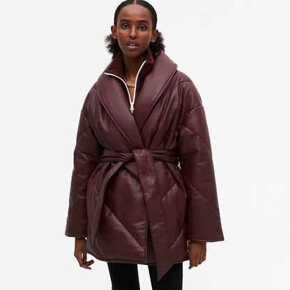 Winter Parkas For Women Loose Leather Coats Ladies Jackets - ladieskits - jacket