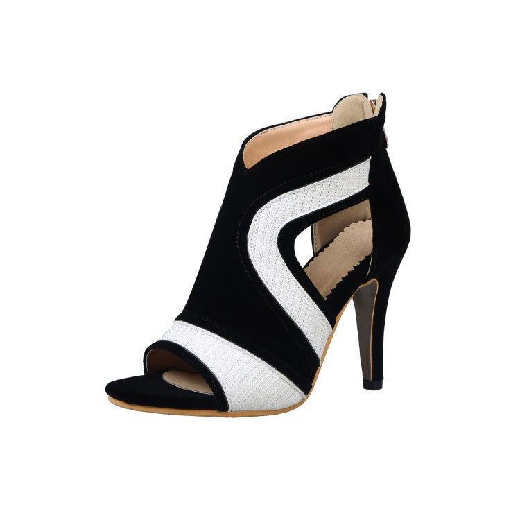 Color matching scrub high heel sandals - ladieskits - 0