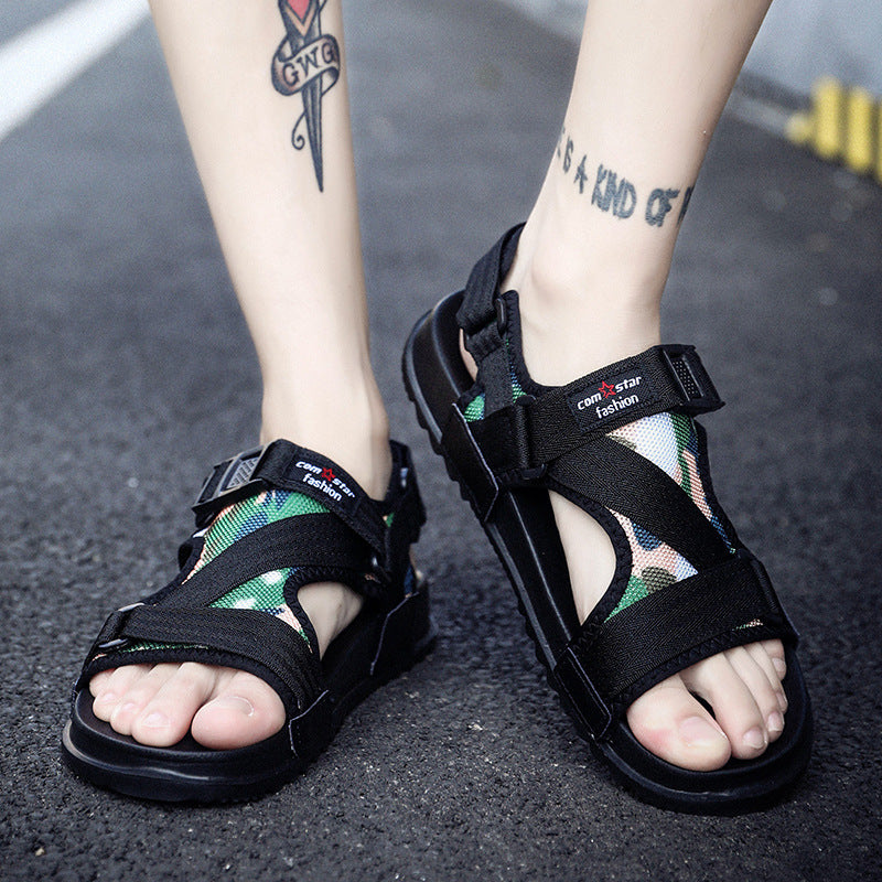 Summer new men's beach sandals Korean version of the wild buckle men's shoes - ladieskits - 0