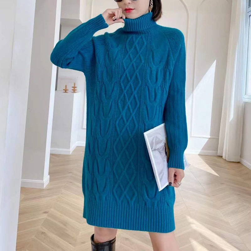 Women Winter Knitted Dress Long Sweater Blouse - ladieskits - 0