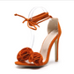 High-heeled sandals women's fine with flowers suede women's shoes large size 40-52 strap shoes - ladieskits - 0