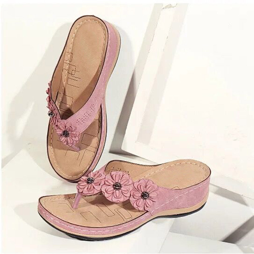 Vintage flower round toe casual women sandals - ladieskits - 0
