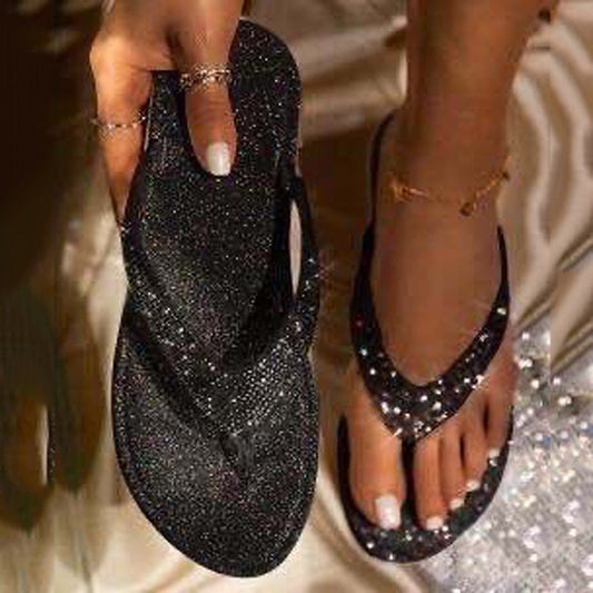 Fashion Simple Ladies Flip Flops Rhinestone Sandals