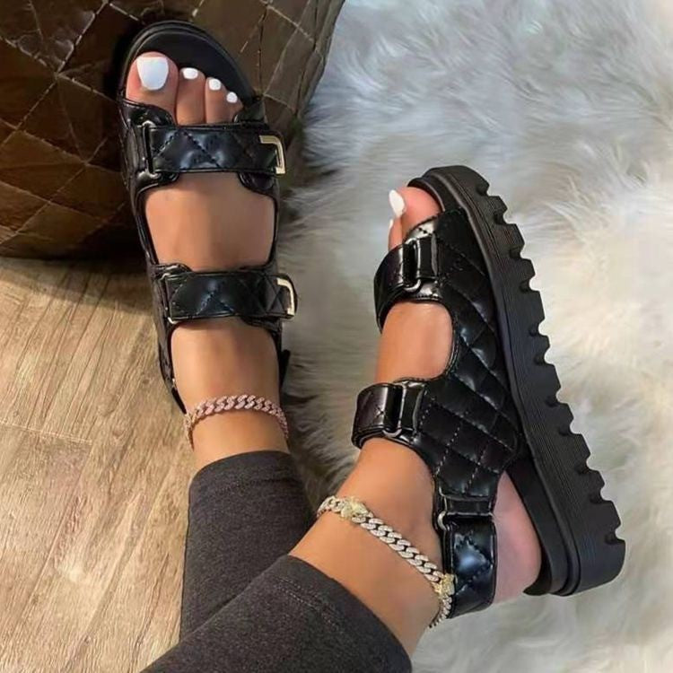 Velcro Platform Sandals - ladieskits - 4