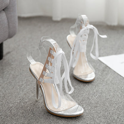 Crystal high heel  toe sandals - ladieskits - 0