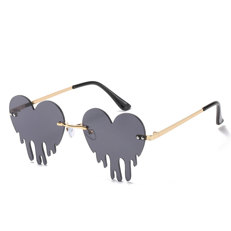 Women's Personality Rimless Love Tears Sunglasses - ladieskits