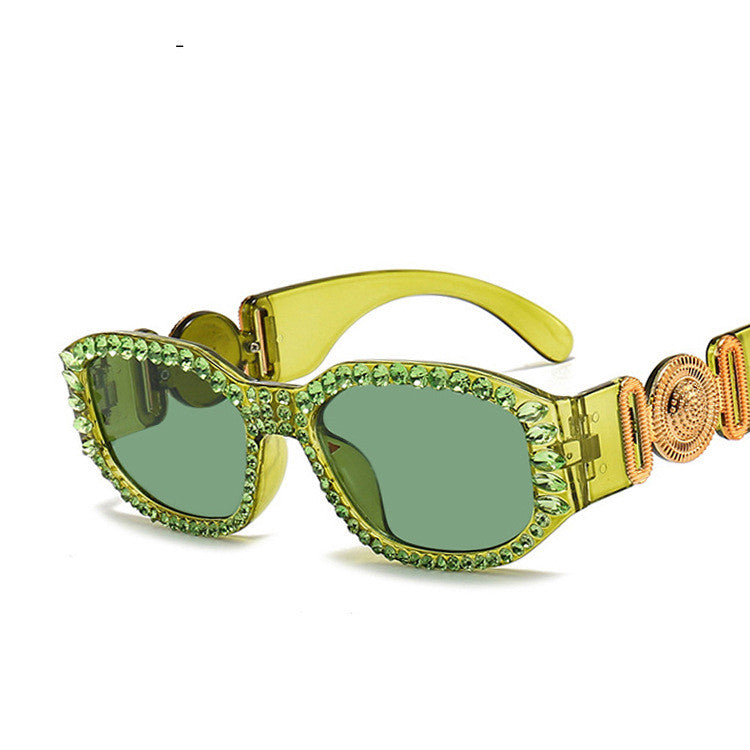 Women's Retro Oval Rhinestone Sunglasses New - ladieskits