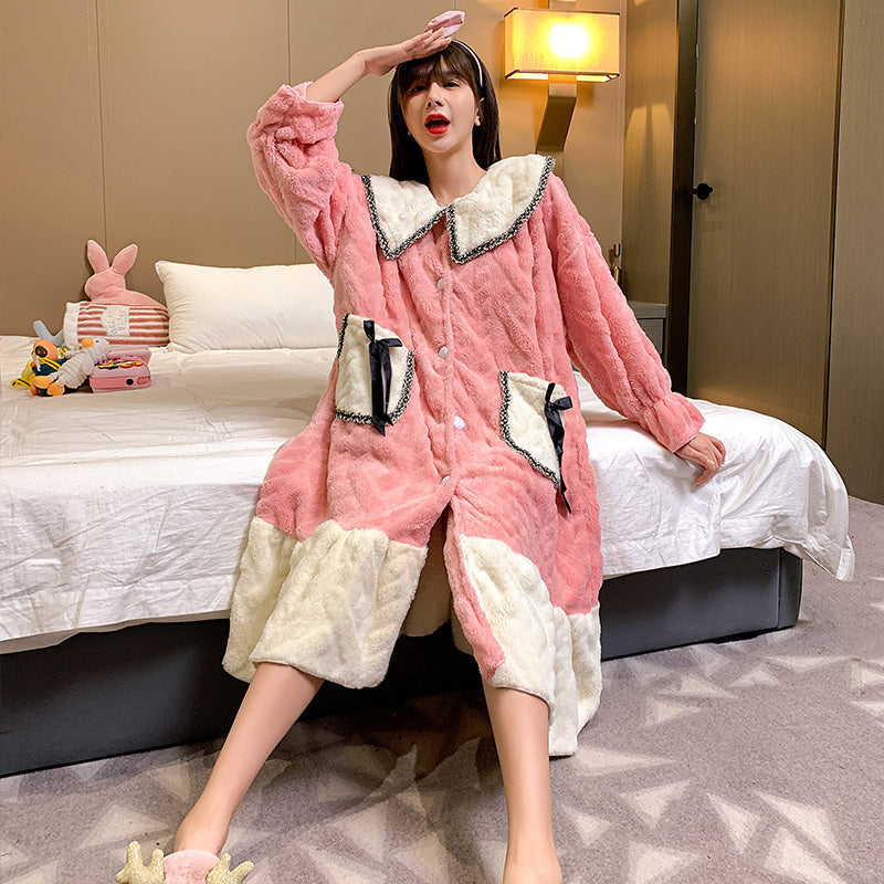 Pajamas Women Autumn And Winter Thickened Long-sleeved Flannel - ladieskits - women pajamas