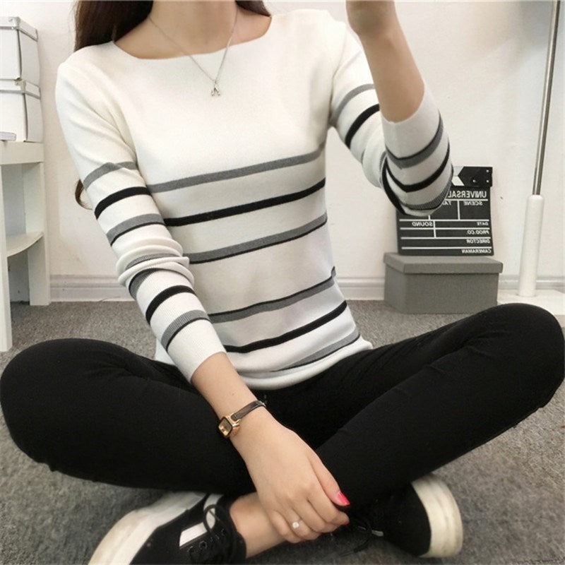 Striped Sweater Women's Long-sleeved Blouse