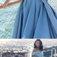 Blue Ball Gown Prom Dress Blue Off the Shoulder Prom Dress with Side Slit 711083