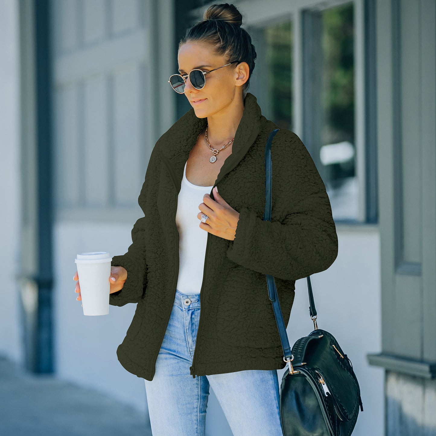 Fashionable Plush Warm Jacket Women - ladieskits - jacket