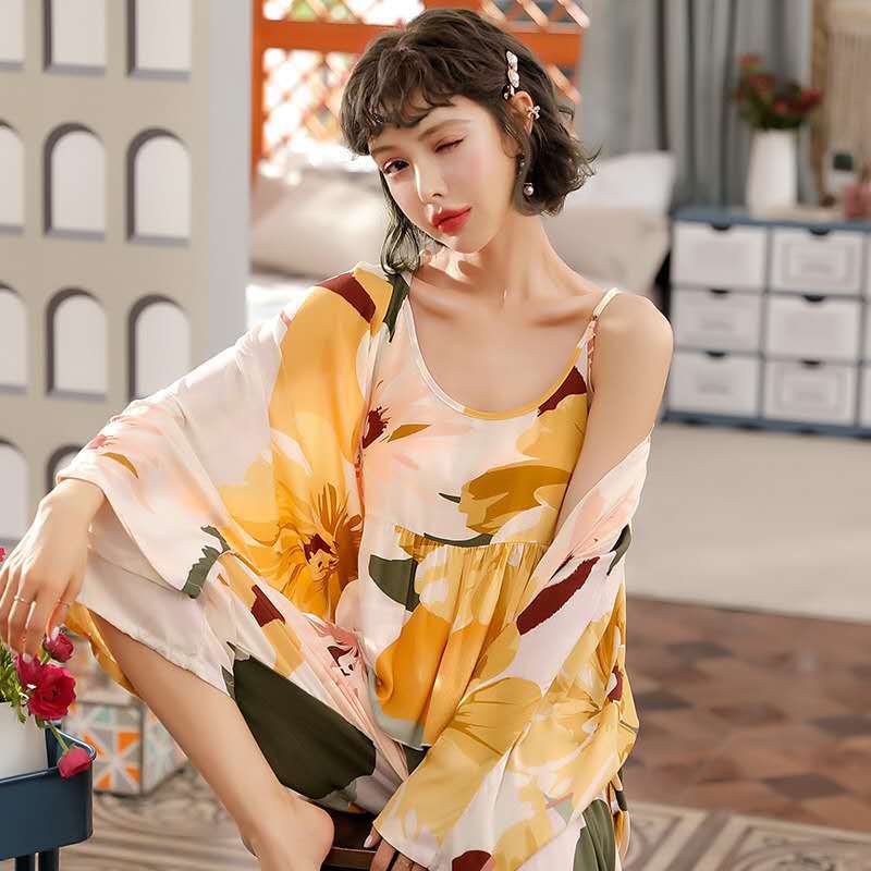 Korean Style Pajamas Women Autumn Milk Silk Long Sleeves Japanese Style - ladieskits - women pajamas