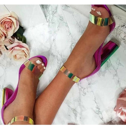 Color cool high heel women sandals - ladieskits - 0