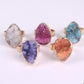 Natural Stone Agate Crystal Bud Women Rings  Rose Vintage Rings - ladieskits - 0