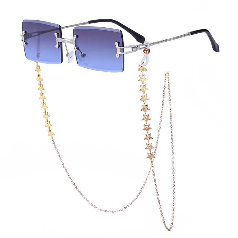 Women's Rimless Diamond Cut Chain Sunglasses - ladieskits