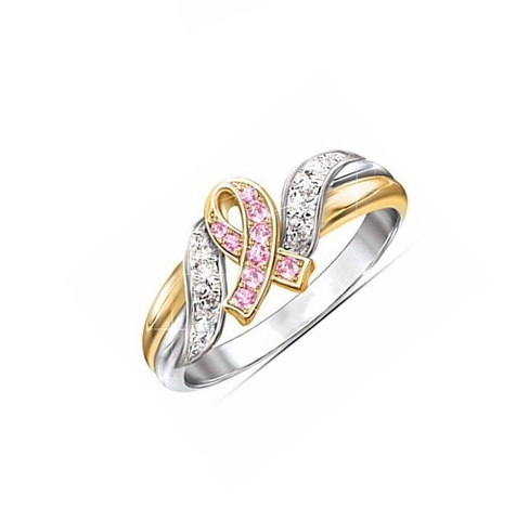 New Creative Ribbon Plated 18k Yellow Gold Diamond Rings Europe and America Explosion Women's Engagement Rings - ladieskits - luxury rings