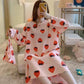 Pajamas women long sleeves long nightdress cartoon cute home service - ladieskits - women pajamas