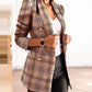 Casual Long Sleeve Double Breasted Printed Blazer Coat