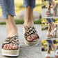 Straw hemp leopard sandals - ladieskits - 0