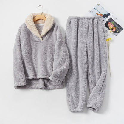 Coral Fleece Pajamas Women Autumn And Winter Pajamas Set Thickened Home Service - ladieskits - women pajamas
