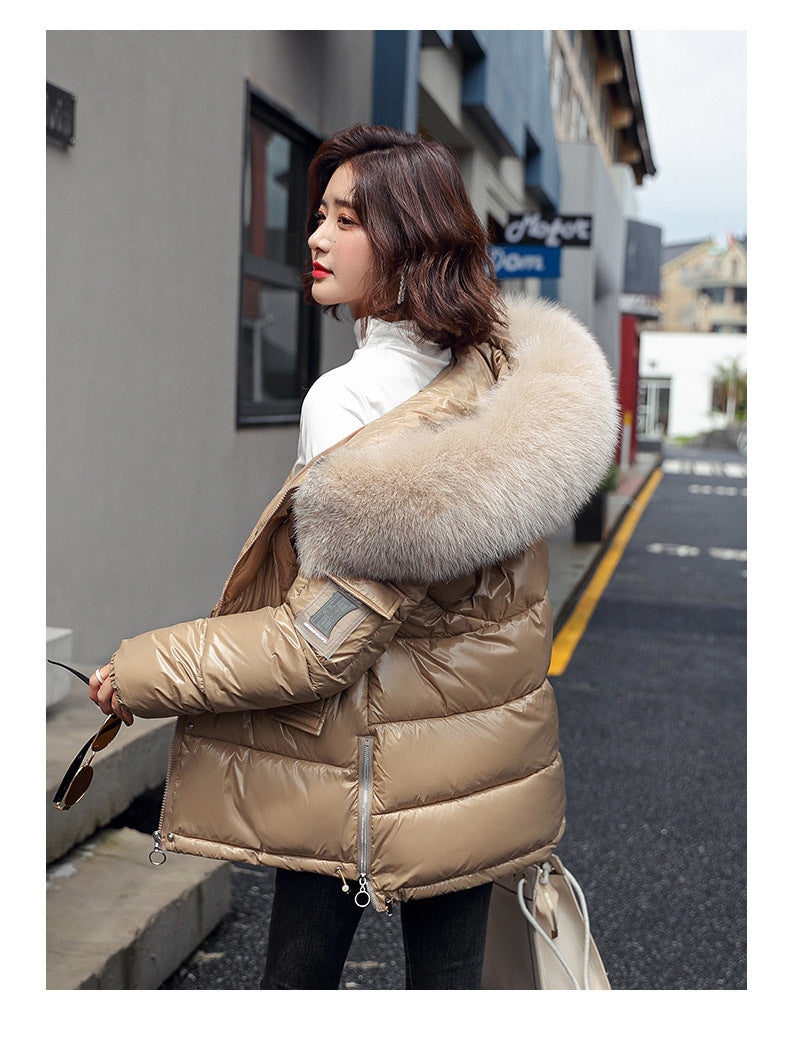 Winter Glossy Short  Women Korean Style Loose Student Cotton  Women's Bread Jacket - ladieskits - 0