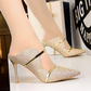 European and American style fashion sexy nightclub women's shoes with high-heeled sequin cloth with a summer sandals and slippers women - ladieskits - 0