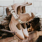 Square heel high heel belt buckle shoes - ladieskits - 0