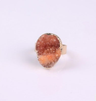 Natural Stone Agate Crystal Bud Women Rings  Rose Vintage Rings - ladieskits - 0