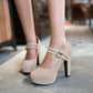 Buckle Thick Heel High Heel Women's Single Shoes - ladieskits - 0