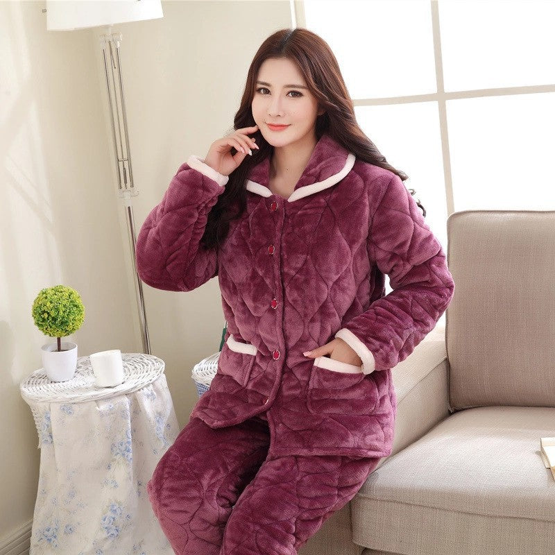 Flannel and cotton purple pajamas for men and women - ladieskits - women pajamas