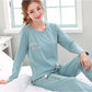 Long Sleeve Pajamas Women Trousers Plus Size Cute Cartoon Home Service Round Neck - ladieskits - 0