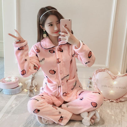 Coral Fleece Pajama Set - ladieskits - women pajamas