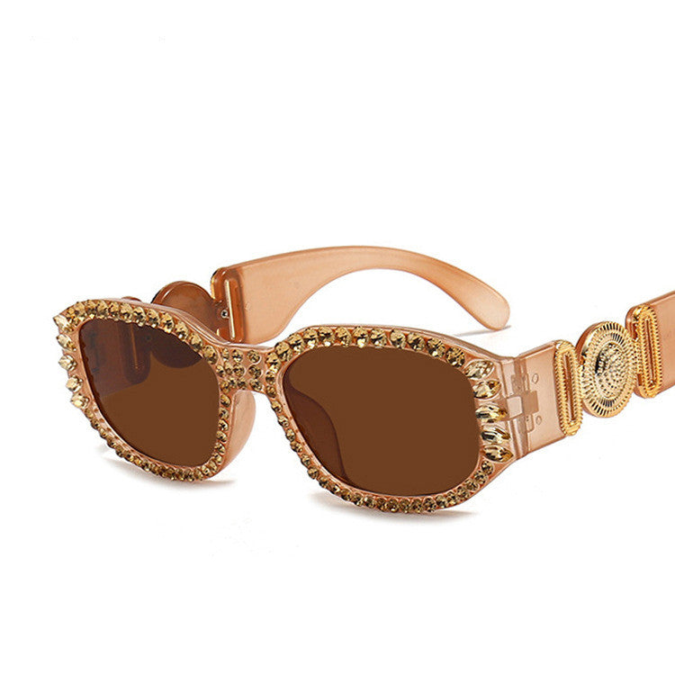 Women's Retro Oval Rhinestone Sunglasses New - ladieskits