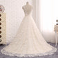 A-line Bateau Neck Lace Wedding Dress,21121002