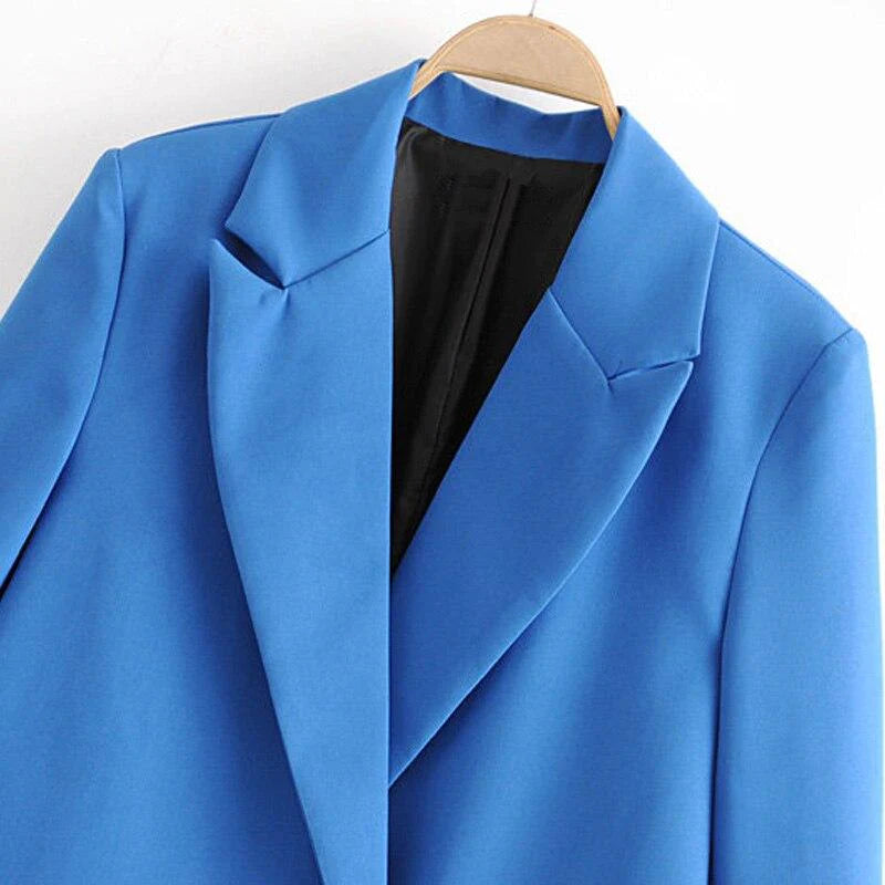 Autumn And Winter Women's Blazer Jacket Casual Solid Color Double-Breasted Pocket Decorative Coat