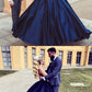 Ball Gown Sweetheart Navy Blue Simple Wedding Dress,GDC1211