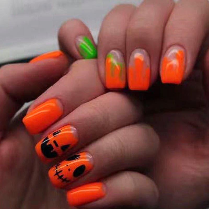 Bettycora Halloween Grimace Orange Coffin Short Nails