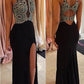 Black Prom Dress Long Prom Dress 2021 Side Slit Prom Dress for Curvy Girl,MA035