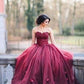 Burgundy Prom Dress,Puffy Prom Dress,Ball Gown Prom Dress,Burgundy Wedding Dress,MA025