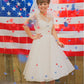 Cheap Short Sleeve Vintage Tea Length Wedding Dress,20111655